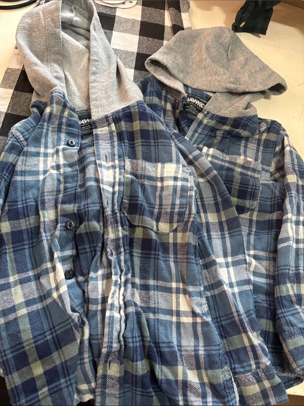 2 Plaid tops sizes M(5/6) bundle
